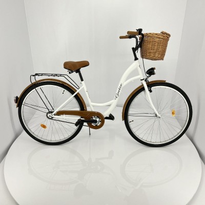 Mestský retro bicykel Goetze Eco 28" 1-prevodový biely + košík